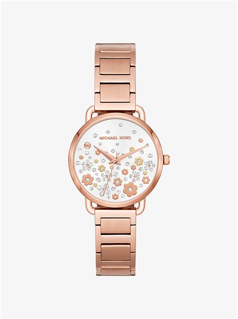 michael kors portia gold tone watch|Mini Portia Pavé Rose.